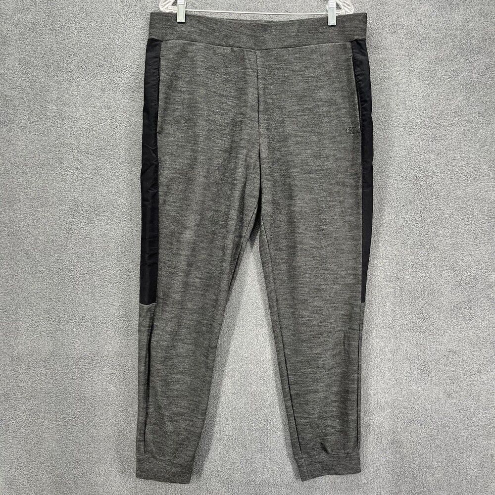 Calvin Klein Jeans Joggers Womens Large Gray Black stripe Logo sweatpants